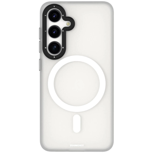 Samsung Galaxy S24 Plus Kılıf Magsafe Şarj Özellikli Youngkit Hidden Sand Serisi Kapak - Beyaz