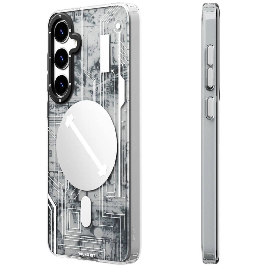 Samsung Galaxy S24 Plus Kılıf Magsafe Şarj Özellikli YoungKit Technology Serisi Kapak - Beyaz