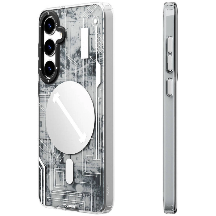 Samsung Galaxy S24 Plus Kılıf Magsafe Şarj Özellikli YoungKit Technology Serisi Kapak - Beyaz