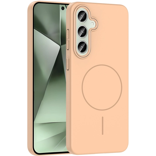 Samsung Galaxy S24 Plus ile Uyumlu Kılıf Magsafe Şarj Özellikli Ruby Silikon Kapak - Desert Titanyum