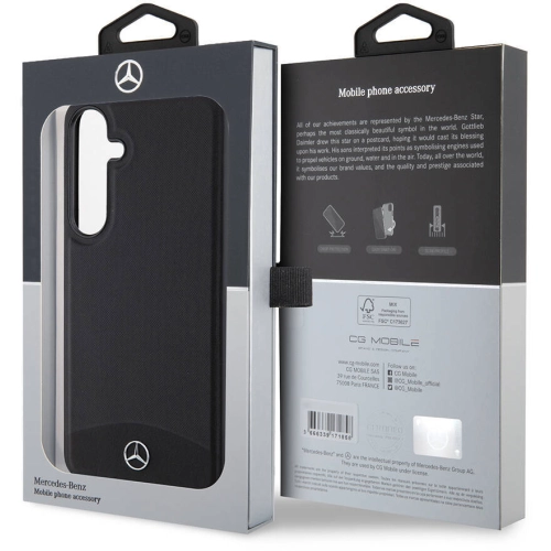 Samsung Galaxy S24 Plus Kılıf Mercedes Benz Orjinal Lisanslı Magsafe Şarj Özellikli Deri Dokumalı Sade Kapak - Siyah
