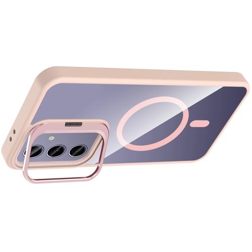 Samsung Galaxy S24 Plus Kılıf Standlı ve Kamera Lens Hediyeli M-Safe Şarj Özellikli Etro Kapak - Pembe