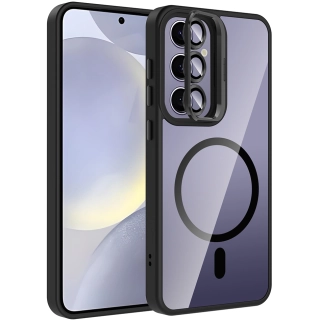 Samsung Galaxy S24 Plus Kılıf Standlı ve Kamera Lens Hediyeli M-Safe Şarj Özellikli Etro Kapak - Siyah