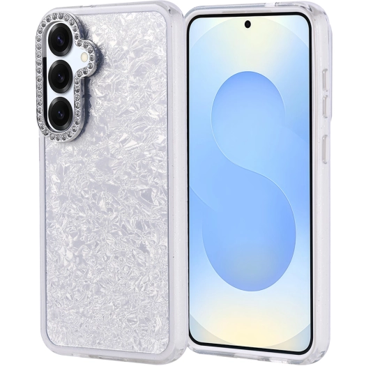 Samsung Galaxy S24 Plus ile Uyumlu Kılıf Buzlu Parıltılı Lüks Kamera Lens Darbeye Dayanıklı Kapi Kapak - Gümüş