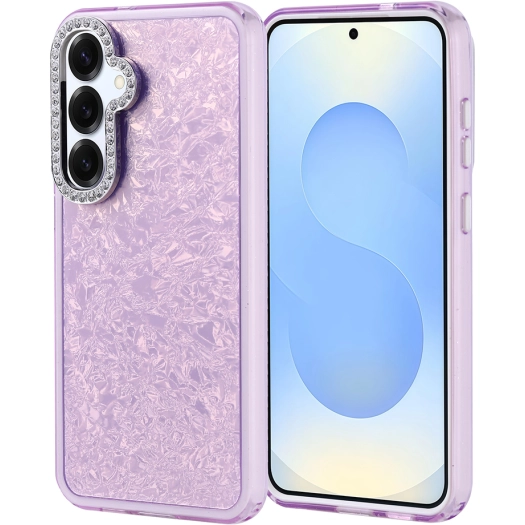 Samsung Galaxy S24 Plus ile Uyumlu Kılıf Buzlu Parıltılı Lüks Kamera Lens Darbeye Dayanıklı Kapi Kapak - Lila