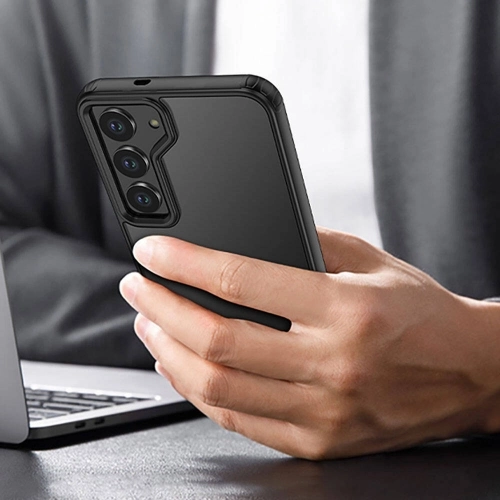 Samsung Galaxy S24 Plus Kılıf Volks Serisi Kenarları Silikon Arkası Şeffaf Sert Kapak - Siyah