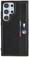 Samsung Galaxy S24 Ultra Kılıf BMW Orjinal Lisanslı M Logolu Üç Renk Çizgili Motorsport Circle Kapak - Siyah