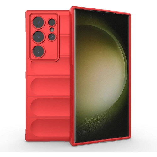 Samsung Galaxy S24 Ultra Kılıf Esnek TPU Oyuklu Arka Yüzey Tasarımlı Zore Etnik Silikon Kapak - Kırmızı