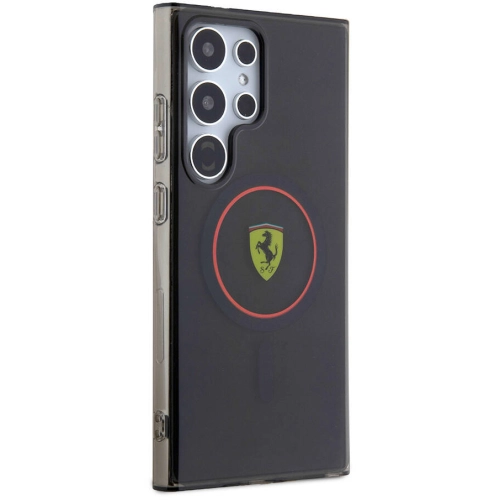 Samsung Galaxy S24 Ultra Kılıf Ferrari Orjinal Lisanslı Magsafe Şarj Özellikli Füme İç Yüzey Circle Line Kapak - Siyah
