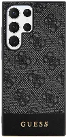 Samsung Galaxy S24 Ultra Kılıf Guess Orjinal Lisanslı PU Deri Şerit Logo Dizaynlı Kapak - Siyah