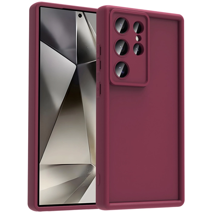 Samsung Galaxy S24 Ultra ile Uyumlu Kılıf Kamera Korumalı Silikon Ananas Kapak - Mürdüm