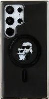 Samsung Galaxy S24 Ultra Kılıf Karl Lagerfeld Orjinal Lisanslı Magsafe Şarj Özellikli Karl & Choupette IML Baskılı Kapak - Siyah