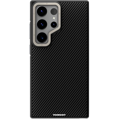 Samsung Galaxy S24 Ultra Kılıf Magsafe Şarj Özellikli Aramid Fiber Tasarımlı Youngkit 600D Kevlar Serisi Kapak - Siyah