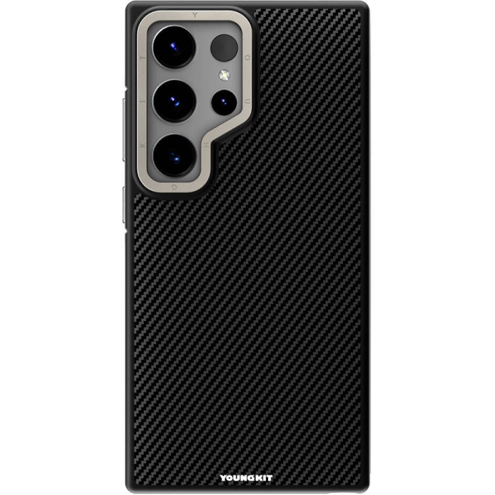 Samsung Galaxy S24 Ultra Kılıf Magsafe Şarj Özellikli Aramid Fiber Tasarımlı Youngkit 600D Kevlar Serisi Kapak - Siyah