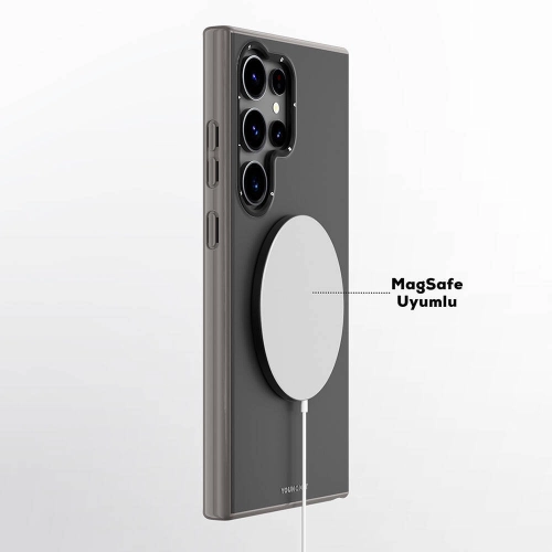 Samsung Galaxy S24 Ultra Kılıf Magsafe Şarj Özellikli Çizilmeye Ve Aşınmaya Dayanıklı Youngkit Velvet Serisi Kapak - Gri