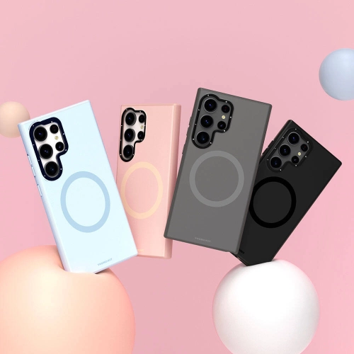 Samsung Galaxy S24 Ultra Kılıf Magsafe Şarj Özellikli Çizilmeye Ve Aşınmaya Dayanıklı Youngkit Velvet Serisi Kapak - Mavi