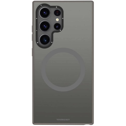 Samsung Galaxy S24 Ultra Kılıf Magsafe Şarj Özellikli Çizilmeye Ve Aşınmaya Dayanıklı Youngkit Velvet Serisi Kapak - Gri