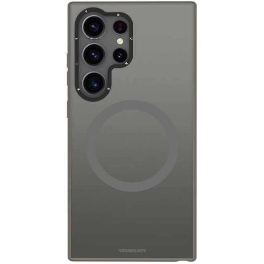 Samsung Galaxy S24 Ultra Kılıf Magsafe Şarj Özellikli Çizilmeye Ve Aşınmaya Dayanıklı Youngkit Velvet Serisi Kapak - Gri