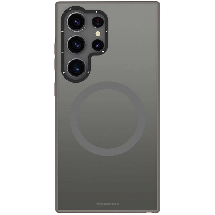 Samsung Galaxy S24 Ultra Kılıf Magsafe Şarj Özellikli Çizilmeye Ve Aşınmaya Dayanıklı Youngkit Velvet Serisi Kapak - Gri