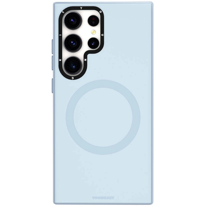 Samsung Galaxy S24 Ultra Kılıf Magsafe Şarj Özellikli Çizilmeye Ve Aşınmaya Dayanıklı Youngkit Velvet Serisi Kapak - Mavi