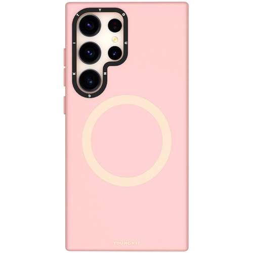 Samsung Galaxy S24 Ultra Kılıf Magsafe Şarj Özellikli Çizilmeye Ve Aşınmaya Dayanıklı Youngkit Velvet Serisi Kapak - Pembe