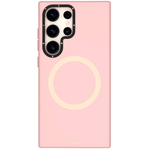 Samsung Galaxy S24 Ultra Kılıf Magsafe Şarj Özellikli Çizilmeye Ve Aşınmaya Dayanıklı Youngkit Velvet Serisi Kapak - Pembe