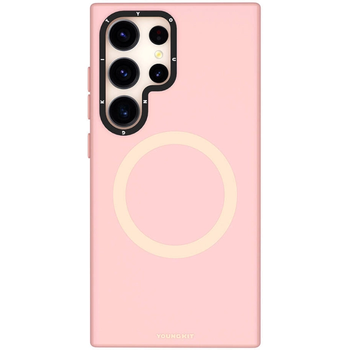 Samsung Galaxy S24 Ultra Kılıf Magsafe Şarj Özellikli Çizilmeye Ve Aşınmaya Dayanıklı Youngkit Velvet Serisi Kapak - Pembe