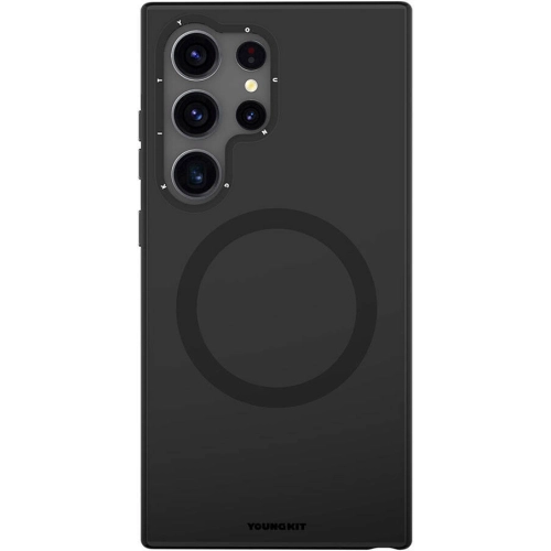Samsung Galaxy S24 Ultra Kılıf Magsafe Şarj Özellikli Çizilmeye Ve Aşınmaya Dayanıklı Youngkit Velvet Serisi Kapak - Siyah