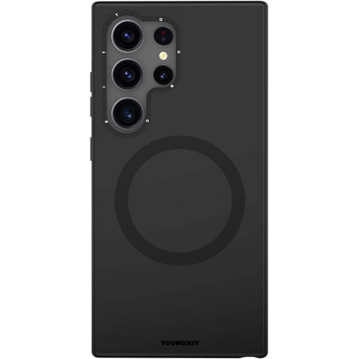 Samsung Galaxy S24 Ultra Kılıf Magsafe Şarj Özellikli Çizilmeye Ve Aşınmaya Dayanıklı Youngkit Velvet Serisi Kapak - Siyah