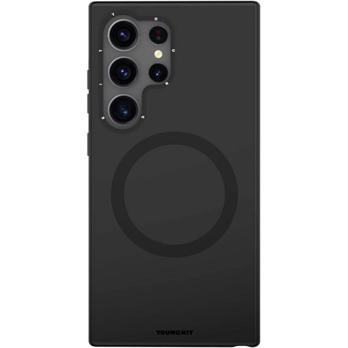 Samsung Galaxy S24 Ultra Kılıf Magsafe Şarj Özellikli Çizilmeye Ve Aşınmaya Dayanıklı Youngkit Velvet Serisi Kapak - Siyah