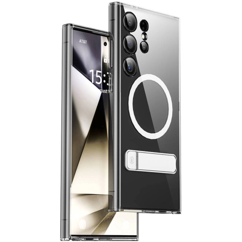Samsung Galaxy S24 Ultra Kılıf Magsafe Şarj Özellikli Kamera Korumalı Standlı Wiwu KCC-025 Aurora Serisi Kapak - Şeffaf