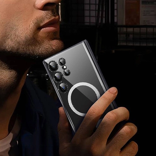 Samsung Galaxy S24 Ultra Kılıf Magsafe Şarj Özellikli Kamera Korumalı Standlı Wiwu KCC-025 Aurora Serisi Kapak - Şeffaf