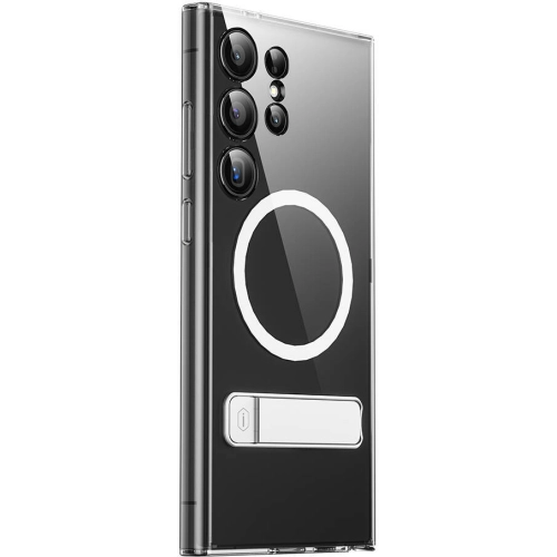 Samsung Galaxy S24 Ultra Kılıf Magsafe Şarj Özellikli Kamera Korumalı Standlı Wiwu KCC-025 Aurora Serisi Kapak - Şeffaf