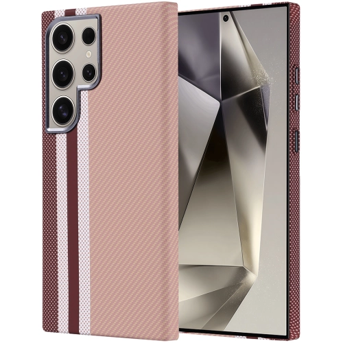 Samsung Galaxy S24 Ultra Kılıf Magsafe Şarj Özellikli Karbon Fiber Görünümlü Zore Nekst Kapak - Gold