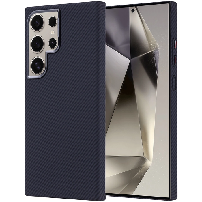 Samsung Galaxy S24 Ultra Kılıf Magsafe Şarj Özellikli Karbon Fiber Görünümlü Zore Nekst Kapak - Siyah