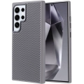 Samsung Galaxy S24 Ultra Kılıf Magsafe Şarj Özellikli Karbon Fiber Görünümlü Zore Troy Kapak - Gümüş