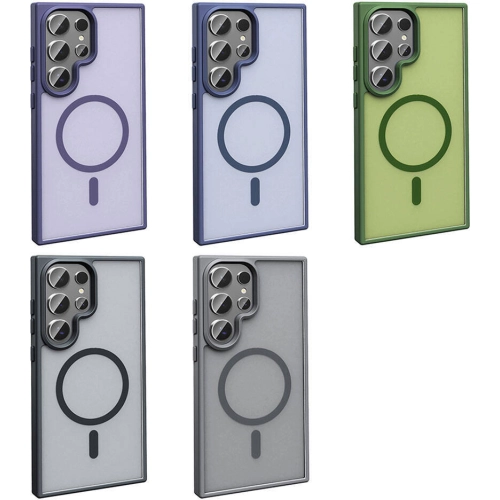 Samsung Galaxy S24 Ultra Kılıf Magsafe Şarj Özellikli Renkli Mat Arka Yüzey Sio Kapak - Koyu Yeşil