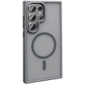 Samsung Galaxy S24 Ultra Kılıf Magsafe Şarj Özellikli Renkli Mat Arka Yüzey Sio Kapak - Gri