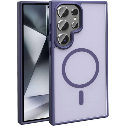 Samsung Galaxy S24 Ultra Kılıf Magsafe Şarj Özellikli Renkli Mat Arka Yüzey Sio Kapak - Koyu Mor