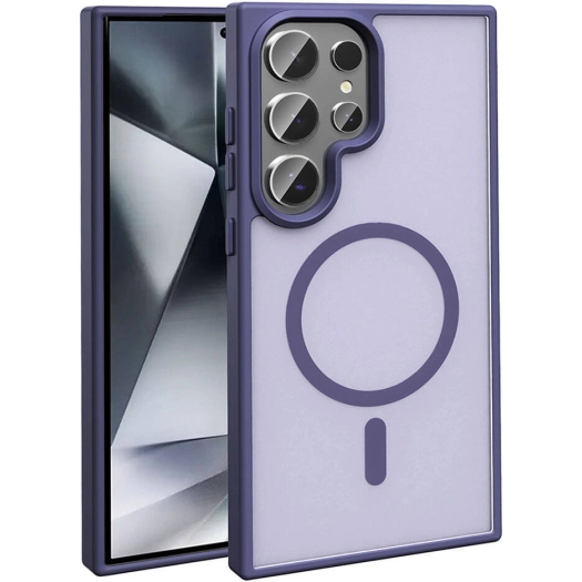 Samsung Galaxy S24 Ultra Kılıf Magsafe Şarj Özellikli Renkli Mat Arka Yüzey Sio Kapak - Koyu Mor