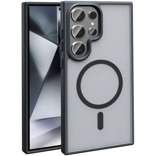 Samsung Galaxy S24 Ultra Kılıf Magsafe Şarj Özellikli Renkli Mat Arka Yüzey Sio Kapak - Siyah