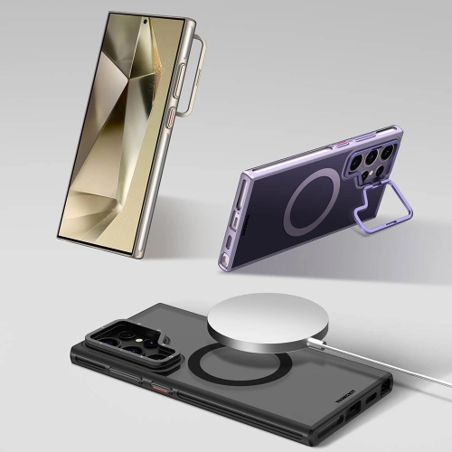 Samsung Galaxy S24 Ultra Kılıf Magsafe Şarj Özellikli Sararma Önleyici Youngkit Crystal Grid Kapak - Gold