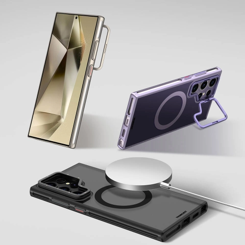 Samsung Galaxy S24 Ultra Kılıf Magsafe Şarj Özellikli Sararma Önleyici Youngkit Crystal Grid Kapak - Gold