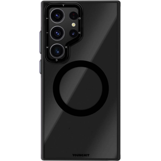 Samsung Galaxy S24 Ultra Kılıf Magsafe Şarj Özellikli Sararma Önleyici Youngkit Crystal Grid Kapak - Siyah