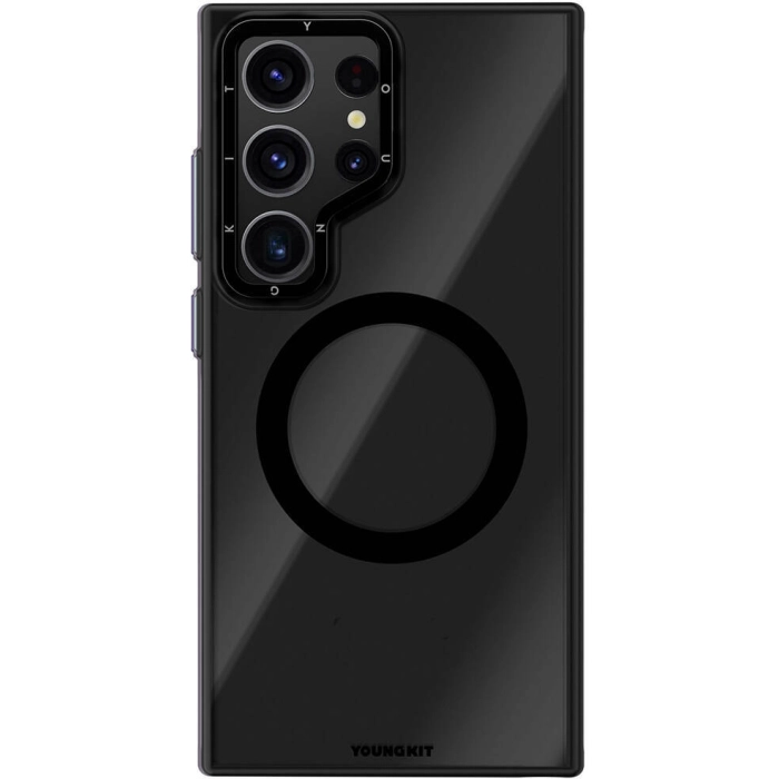 Samsung Galaxy S24 Ultra Kılıf Magsafe Şarj Özellikli Sararma Önleyici Youngkit Crystal Grid Kapak - Siyah