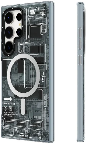 Samsung Galaxy S24 Ultra Kılıf Magsafe Şarj Özellikli YoungKit Technology Serisi Kapak - Beyaz