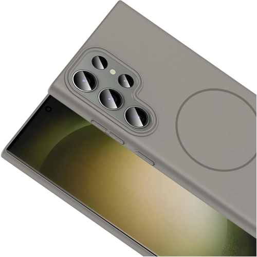 Samsung Galaxy S24 Ultra ile Uyumlu Kılıf Magsafe Şarj Özellikli Ruby Silikon Kapak - Siyah