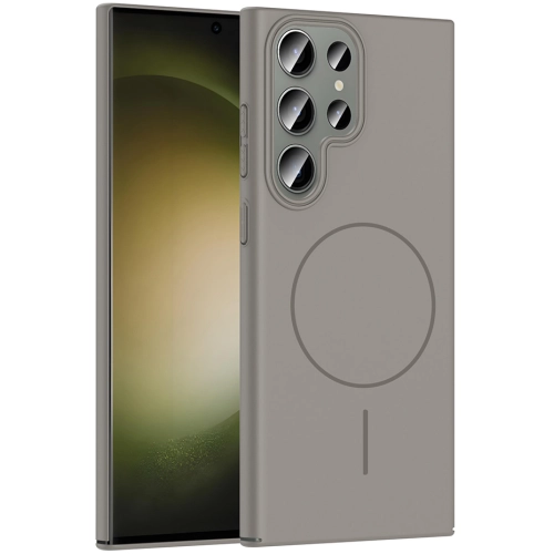 Samsung Galaxy S24 Ultra ile Uyumlu Kılıf Magsafe Şarj Özellikli Ruby Silikon Kapak - Gri