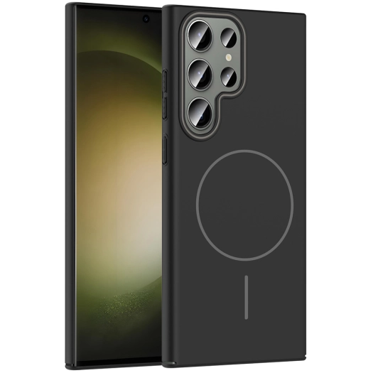 Samsung Galaxy S24 Ultra ile Uyumlu Kılıf Magsafe Şarj Özellikli Ruby Silikon Kapak - Siyah