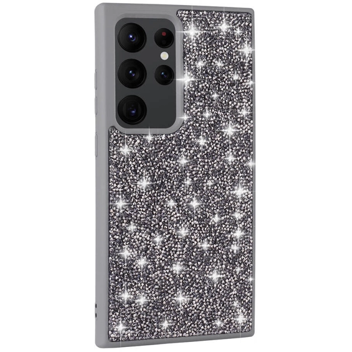 Samsung Galaxy S24 Ultra Kılıf Parlak Taşlı Tasarım Zore Pırlanta Kapak - Gri